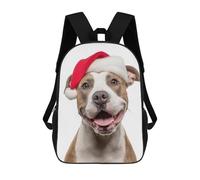 American Staffordshire Terrier Dog with Santa Hat Portrait Mochila Escolar Infantil Impresa En 3D Para Niños, Mochilas De Viaje De Alta Capacidad, Bolsas Para Libros, Mochila Escolar Infantil 17inch