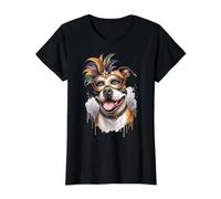 American Staffordshire Terrier Perro Mardi Gras Camiseta gráfica económica, Mujer, Negro, S