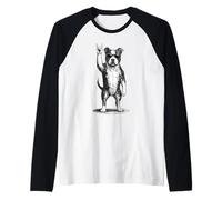 American Staffordshire Terrier Rock Music Retro Vintage Dog Camiseta Manga Raglan