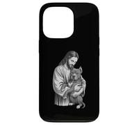 American Staffordshire Terrier y Jesús Christian Faith Dog Carcasa para iPhone 13 Pro