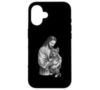 American Staffordshire Terrier y Jesús Christian Faith Dog Carcasa para iPhone 16