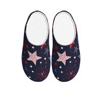 American Star Circle - Pantuflas de franela para hombre, diseño de fuegos artificiales de Estados Unidos, antideslizantes, cálidas, para interiores y exteriores, multicolor, X-Small