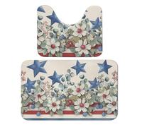 American Star - Juego de 2 alfombras de baño con diseño vintage de bandera de Estados Unidos, absorbente y alfombra de baño, tapete antideslizante con tapete de inodoro