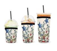 American Star - Juego de 3 fundas de neopreno para bebidas frías y calientes, diseño vintage de la bandera de Estados Unidos, reutilizables, aisladas, para viajes, oficina, hogar