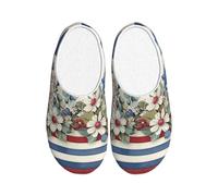 American Star - Pantuflas de franela para hombre, diseño vintage de la bandera de Estados Unidos, antideslizantes, cálidas, para interiores y exteriores, multicolor, X-Small Men/ X-Large Women