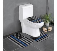 American Thin Blue Line Flag - Juego de 3 alfombras de baño absorbentes para baño, bañera, ducha, ideal para tocador y casas de vacaciones