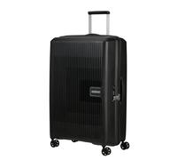 American Tourister Aerostep Maleta Trolley Grande, 77 cm | Negro, maleta rígida ampliable, 77H x 50W x 29D cm, 101.5/109 L, 3.6 kg, con candado TSA y correas cruzadas interiores