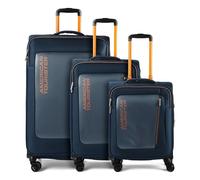 American Tourister Aktivus 4 ruedas Juego de maletas 3 piezas con pliegue de expansión azul