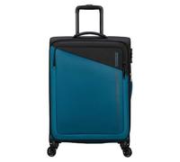American Tourister Daring Dash - Spinner M, Expandible Suitcase, 66.5 cm, 67/75 L, Negro/Azul (Negro/Azul)