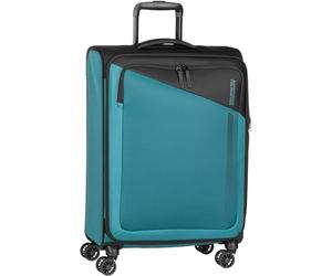 American Tourister Daring Dash - Spinner M, Expandible Suitcase, 66.5 cm, 67/75 L, Negro/Azul (Negro/Azul)