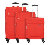American Tourister Deep Dive 4 ruedas Juego de maletas 3 piezas con pliegue de expansión rojo