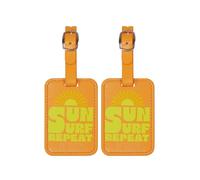 American Tourister Etiquetas equipaje - Para maletas y bolsas, con correa ajustable, tarjeta de dirección incluida, con impresión, Set de 2 piezas - Sun Surf Repeat