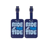 American Tourister Etiquetas equipaje - Para maletas y bolsas, con correa ajustable, tarjeta de dirección incluida, con impresión, Set de 2 piezas - Ride The Tide