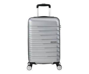 American Tourister Flashline Maleta trolley de cabina, 55 cm | Plata, maleta rígida, 55H x 40W x 20D cm, 34 L, 2.6 kg, con candado TSA y correas cruzadas interiores