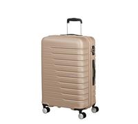 American Tourister Flashline Maleta Trolley de Cabina, 67 cm | Oro Marfil, maleta rígida ampliable, 69/75 L, 3.5 kg, con candado TSA y correas cruzadas interiores