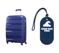 American Tourister Maleta Bon Air Spinner L de 75 cm en Azul con Etiquetas de Equipaje, «Ride The Tide»