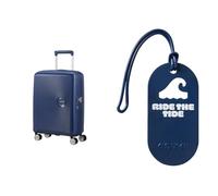 American Tourister Maleta de Mano Soundbox de 55 cm en Azul con Etiquetas de Equipaje, «Ride The Tide»