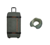 American Tourister Maleta de Viaje Urban Track con 2 Ruedas, 78,5 cm, Caqui Oscuro, con Almohada de Viaje, Verde Oliva/Lima