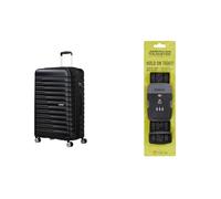 American Tourister Maleta Flashline Spinner L de 78 cm, Negra con Correa de Equipaje, Negro/Gris