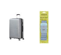 American Tourister Maleta Flashline Spinner L de 78 cm, Plateada con Correa para Equipaje, Azul Piedra/Azul