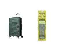 American Tourister Maleta Flashline Spinner L de 78 cm, Verde con Correa de Equipaje, Oliva/Lima