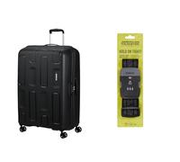 American Tourister Maleta rígida Ellipso de 79 cm, Color Negro, con Correa para Equipaje, Negro/Gris