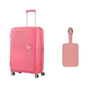 American Tourister Maleta rígida Soundbox de 77 cm, Rosa Grande con Etiquetas de Equipaje, Rosa Solar