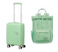 American Tourister Soundbox Mini & Urban Groove - Maleta infantil, 47 cm, 22 L y Mochila, 31 cm, 7 L - Mini set de viaje - Verde pastel