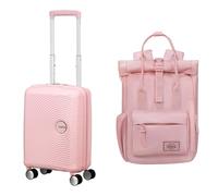 American Tourister Soundbox Mini & Urban Groove - Maleta infantil, 47 cm, 22 L y Mochila, 31 cm, 7 L - Mini set de viaje - Rosa pastel