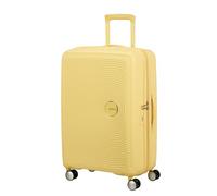 American Tourister Soundbox - Valigia Rigida Media, 67 cm - Trolley con 4 ruote, Serratura TSA, Espandibile e Leggera, 71.5/81L, Giallo (Pastel Yellow)