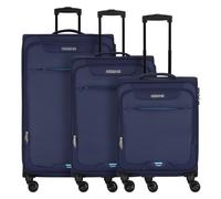 American Tourister Street Roll 4 ruedas Juego de maletas 3 piezas con pliegue de expansión azul
