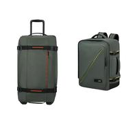 American Tourister Urban Track & Take2Cabin - Bolsa de viaje con 2 ruedas, 68 cm, 84 L y Equipaje de mano Ryanair, 25 x 20 x 40 cm, 24 L - Set Urban Adventure - Caqui oscuro/Bosque