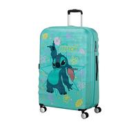 American Tourister Wavebreaker Disney Maleta Trolley Grande, 77 cm | Stitch Flower, maleta rígida, 77H x 52W x 29D cm, 96 L, 4.2 kg, con candado TSA y separador con cremallera en U y bolsillo