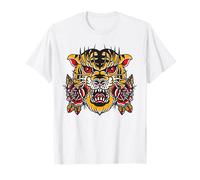 American Traditional Tattoo Flash Tiger Flower Old School - Tatuaje tradicional Camiseta