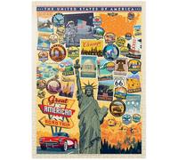 American Travel: USA Collage, póster vintage, rompecabezas de 1000 piezas premium para adultos