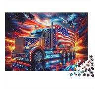 American Truck Art 100% Recycled Cardboard Fiery Truck 1000Pc Jigsaw Puzzle Adults Fun Activity for Rainy Days 52x38cm/1000pcs