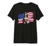 American USA Flag 4th Fourth July Patriotic Cavalier Dog Mom Camiseta Premium