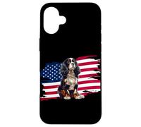 American USA Flag 4th July Patriotic Cavalier Spaniel Lover Carcasa para iPhone 16 Plus