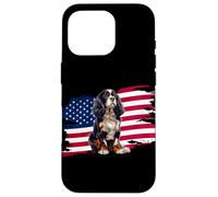 American USA Flag 4th July Patriotic Cavalier Spaniel Lover Carcasa para iPhone 16 Pro