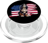 American USA Flag 4th July Patriotic Cavalier Spaniel Lover PopSockets PopGrip para MagSafe