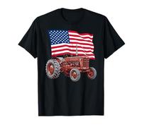 American USA Flag Tractor Farmer Camiseta