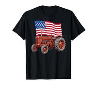 American USA Flag Tractor Farmer Camiseta