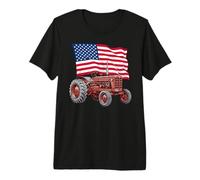 American USA Flag Tractor Farmer Camiseta Premium