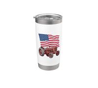 American USA Flag Tractor Farmer Vaso térmico de acero inoxidable de doble pared
