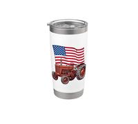 American USA Flag Tractor Farmer Vaso térmico de acero inoxidable de doble pared