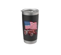American USA Flag Tractor Farmer Vaso térmico de acero inoxidable de doble pared