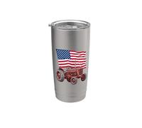 American USA Flag Tractor Farmer Vaso térmico de acero inoxidable de doble pared