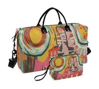 American Vintage Patchwork - Bolsa grande de lona para fin de semana, bolsa de gimnasio con bolsa de aseo para viajes, juego de 2 piezas, Papel pintado vintage americano de retazos, 1 size