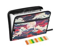 American Vintage Style Steam Wave Art Organizer con bolsillos, 13 bolsillos, tamaño carta A4, con cierre de cremallera, para suministros de oficina, expansible, archivador, exponente