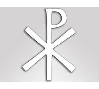 American Vinyl Etiqueta engomada del Vinilo Blanco Chi Rho Laberum símbolo